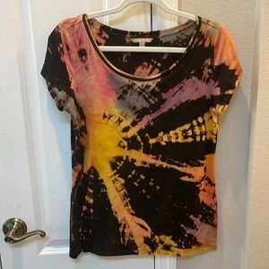 Size large, banana republic, reverse, tie-dye, by candy with multicolor design.